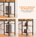 55 Computer Desk with 6 Drawers, Home Office Gaming Desks with Storage Shelves for Bedroom, Writing Study Corner Living Room Work Table Rustic Brown