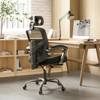 Home Office Desk Chair with Footrest, High-Back Mesh Rolling Swivel Reclining Chairs with Wheels, Comfortable Headrest, Lumbar Support, Comfy Arms for Home, Office, Gaming, Student,Elegant Grey