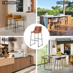 Counter Height Bar Stools Set of 4, 30 inch Height Stool Faux Leather Barstools with Back, Armless Kitchen Island Countertop Comfortable Modern Chairs with Metal Legs, Warm Brown