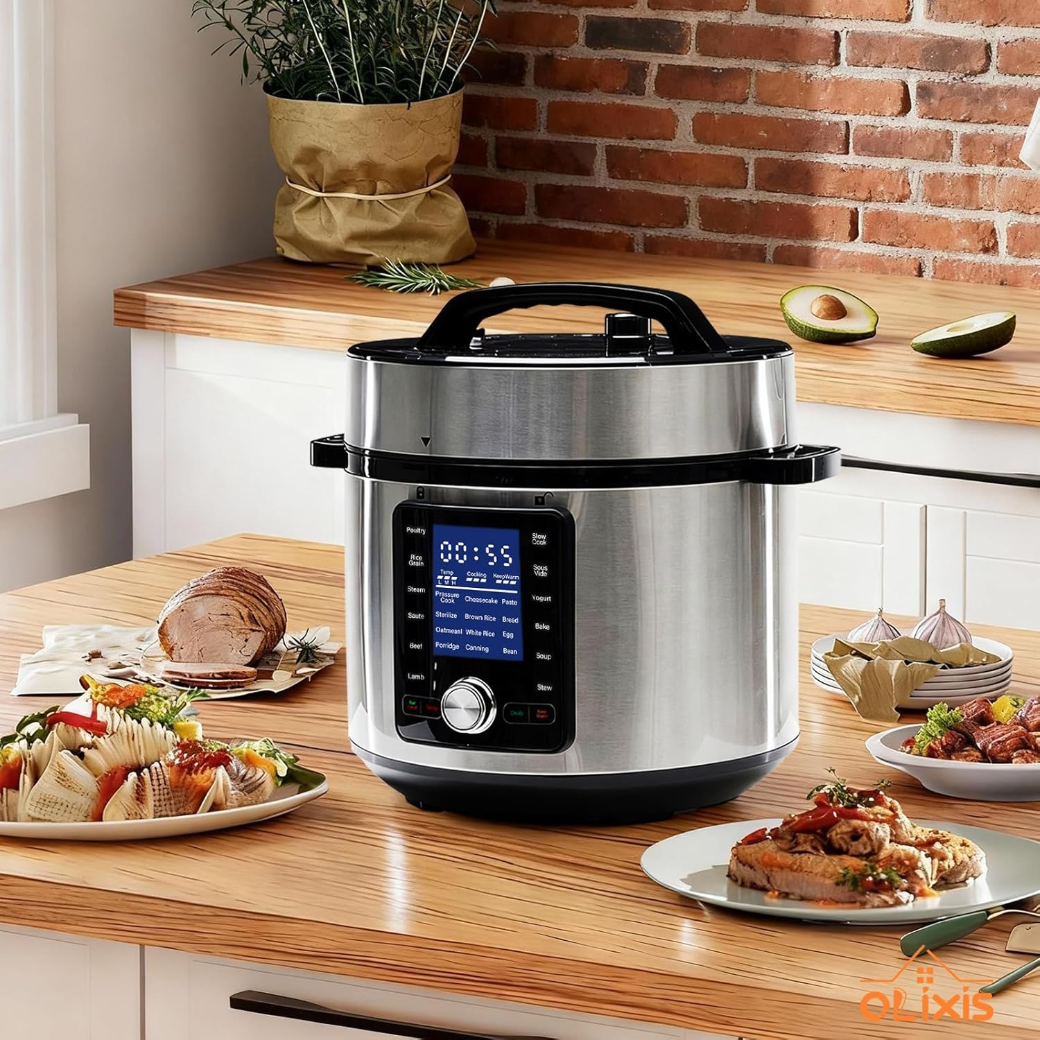 24-in-1 Large Electric Pressure Cooker 8.45 Quart, Stainless Steel Cooker for Canning, Slow Cook, Yogurt, Steam, Rice, Soup, Bean, Poultry, Beef, Bake & Porridge, Big Family & Party Size