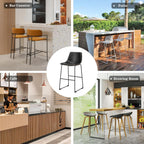 26 Inch Counter Height Bar Stools Set of 2, Modern Faux Leather High Barstools with Back and Metal Leg, Bar Chairs for Kitchen Island, Elegant Black