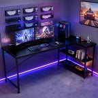 L Shaped Desk 39 Inch Computer Desk Gaming Furniture Corner Desks Home Office PC Table with Reversible Storage Shelves for Writing Working Study Bedroom Dorm, Modern Black
