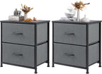 Nightstand Set of 2, Small Dresser with 2 Fabric Drawers Side Bedroom End Table Kids Bedside Storage Furniture for 25 inch Tall Night Stand for Closet, Entryway, College Dorm, Classic Black