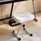 Adjustable Padded Keyboard Bench, X-Style Collapsible Piano Guitar Stool with 2.56 Inch Thickness High-Density Sponge and 3-Position Height, Waterproof Non-Skid Design, White