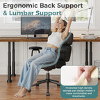Ergonomic Home Office Desk Chair, PU Leather Computer Chair with Lumbar Support Adjustable Height Rolling Swivel Executive Task Armrests Chair, Inky