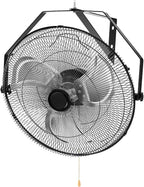 20 Inch Wall Mount Fan, 3400 CFM, 3-Speed High Velocity Fan, Vertical & Horizontal Adjustable Tilt for Industrial, Commercial, Warehouse, Greenhouse, Black