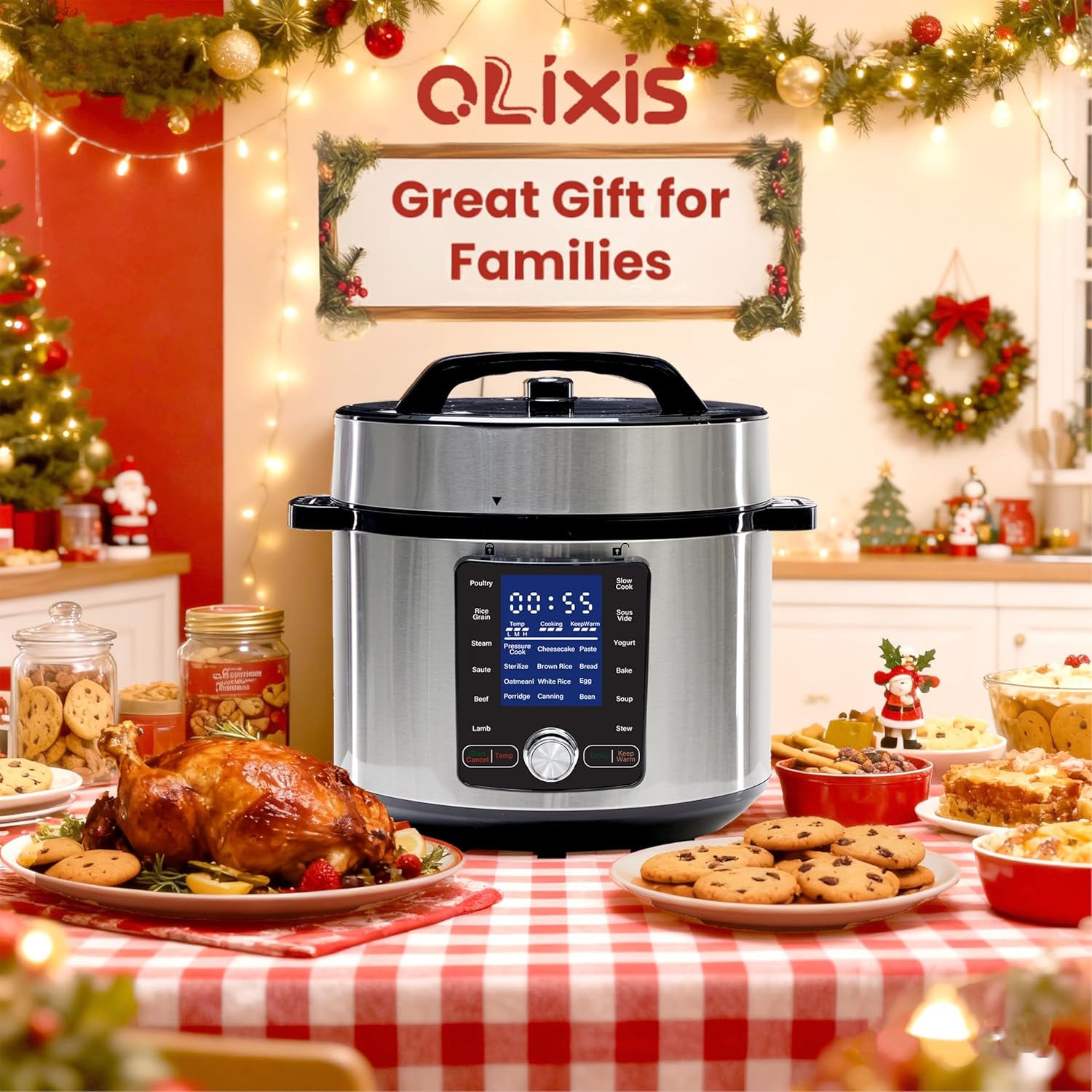 24-in-1 Large Electric Pressure Cooker 8.45 Quart, Stainless Steel Cooker for Canning, Slow Cook, Yogurt, Steam, Rice, Soup, Bean, Poultry, Beef, Bake & Porridge, Big Family & Party Size