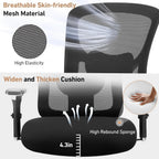 Ergonomic Home Office Desk Chair - Heavy Duty Mid Back with Lumbar Support & 4D Armrest, Height Adjustable Mesh Computer Gaming with Backrest & Swivel Wheels, Dark