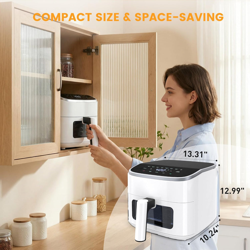Air Fryer 4 Quart with Window, 1500W Digital Airfryer with 8 Presets, 60-Min Timer, Max 400??F, Auto Shut Off & Nonstick Dishwasher Safe Basket, Shake Reminder for Small Kitchen
