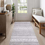 8x10 FT Large Area Rug for Living Room, Machine Washable Low-Pile Rug with Non-Slip Backing, Durable Edge Binding for Bedroom, Dining Room, Vintage Brown