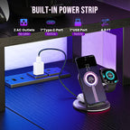 47?? Gaming Desk with USB Charging Ports & LED Lights, Reversible L Shaped Desks Computer Corner Gamer Table with Power Outlets Monitor Stand Storage Shelves for Home Office Small Space, Black