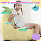 Kids Bean Bag Chair, Stuffed Toddler Couch with Faux Rabbit Fur Cover for Teens & Kids, Comfy Lazy Sofa Chair for Reader, Living Room, Bedroom, Aged 4-12 Years, 24 Inch, Yellow