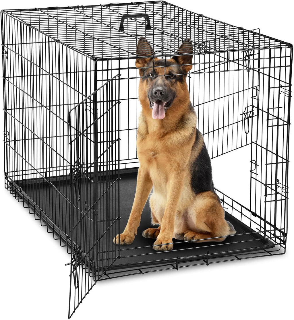 Dog Crate, 24 Inch Small Single Door Dog Cage with Plastic Leak-Proof Pan Tray, Folding Metal Wire Pet Kennel for Indoor, Outdoor, Travel