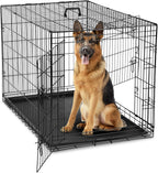 Dog Crate, 24 Inch Small Single Door Dog Cage with Plastic Leak-Proof Pan Tray, Folding Metal Wire Pet Kennel for Indoor, Outdoor, Travel