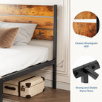 Twin Size Metal Platform Bed Frame - Mattress Foundation with Headboard and and Footboard, No Box Spring Needed with 700LBS Sturdy Wooden Slats Support, Noise Free, Easy Assembly