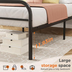 King Bed Frame Heavy Duty Metal Platform with 11.9 Under-Bed Storage, No Box Spring Needed, Easy Assembly, Black