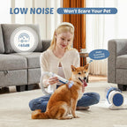 Pet Grooming Vacuum Kit 2.5L, 3 Adjustable Suction Modes Pet Clipper, 5 Professional Grooming Tools with Cordless Low Noise Dog & Cat Hair Clippers, Blue & White