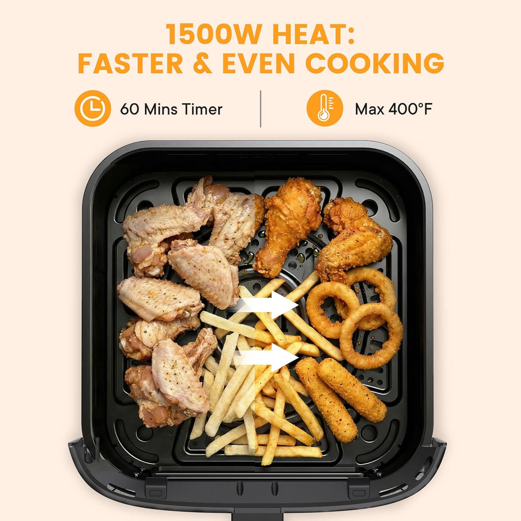 Air Fryer 4 Quart with Window, 1500W Digital Airfryer with 8 Presets, 60-Min Timer, Max 400??F, Auto Shut Off & Nonstick Dishwasher Safe Basket, Shake Reminder for Small Kitchen