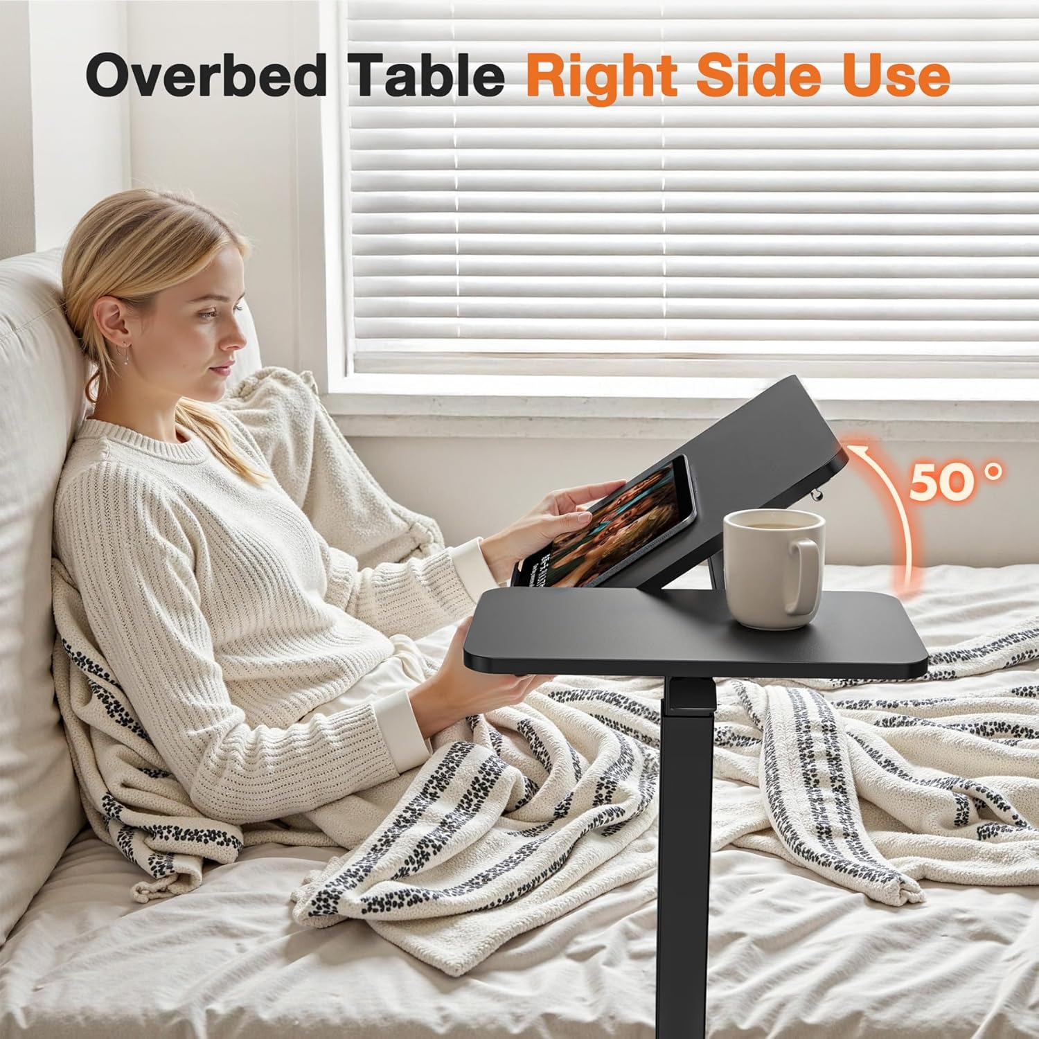 Small Standing Desk Rolling Table Adjustable Height, Laptop Mobile Stand with Wheels, Portable Computer Workstation with Tiltable Desktop for Teacher Classroom Home Office, Black