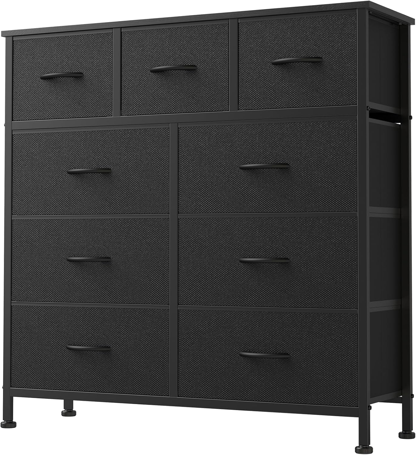 8 Drawer Dresser for Bedroom, Fabric Storage Organizer with Sturdy Metal Frame, Wooden Top Chest of Drawers for Closet Entryway Guest Room,Matte Black