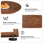 Extendable Round Dining Table for 4-8, Modern Kitchen Oval Dinner Table with Storage Shelf, Wood Pedestal Table, Space Saving Modern Style, Brown
