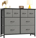 TV Stand, Dresser with 8 Fabric Drawers, Spacious Storage Tower for Closet, TV Stand with Wood Top and Mental Frame, Storage Unit for Living Rooms, Bedroom and Entryway, Pink