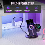53?? Gaming Desk with USB Charging Ports & LED Lights, Reversible L Shaped Desks Computer Corner Gamer Table with Power Outlets Monitor Stand Storage Shelves for Home Office Small Space, White