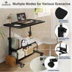 31.5 Manual Standing Desk, Height Adjustable Mobile Computer Desk with Lockable Wheels & 2-Tier Storage, Rolling Laptop Table for Small Spaces & Home Office, Black