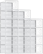 Shoe Storage Boxes, 15-Pack Stackable Clear Shoe Containers with Lids, Display Sneaker Case Organizer for Closet, Under Bed, Entryway,White (Fit Size 9)
