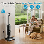 Wet Dry Vacuum Cleaner, Cordless All-in-One Vac Mops, Vacuum Mop with Self-Cleaning System, Dual Water Tank Design, Tangle-Free Brush, Dual-Edge Cleaning, 35-Min Runtime