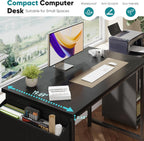 Computer Desk 44 Inch Home Office Desks for Small Spaces, Gaming Writing Study Work Table with Storage Bag and Headphone Hook for Bedroom, Black