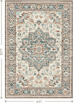 8x10 FT Large Area Rug for Living Room, Machine Washable Low-Pile Rug with Non-Slip Backing, Durable Edge Binding for Bedroom, Dining Room, Vintage Brown