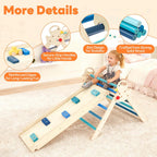 Pikler Triangle Set, Toddler Climbing Toys and Play Structure Indoor, 9-in-1 Wooden Montessori Climbing Set with Arch, Ramp and Ladder, Foldable Baby Jungle Gym