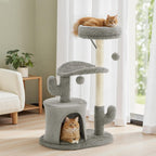 33-inch Cat Tree Tower for Indoor Cats, Small Cat Scratching Post with Curved Bed, Cat Tree with Cat Condo for Adult, Grey
