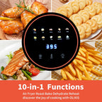 4.7Qt Glass Air Fryer, Non Toxic Air Fryer with 10 Preset Cook Modes, 395??F Rapid Air Crispy Technology, Roast Bake Dehydrate Reheat, Nonstick & Easy-Clean Basket, 1300W