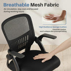 Home Office Desk Chair - Ergonomic Computer Mesh Chair with Lumbar Support & Rocking Mode, Height Adjustable, Flip-up Armrest, for Conference, Meeting Room, 360?? Swivel, Adults, Black