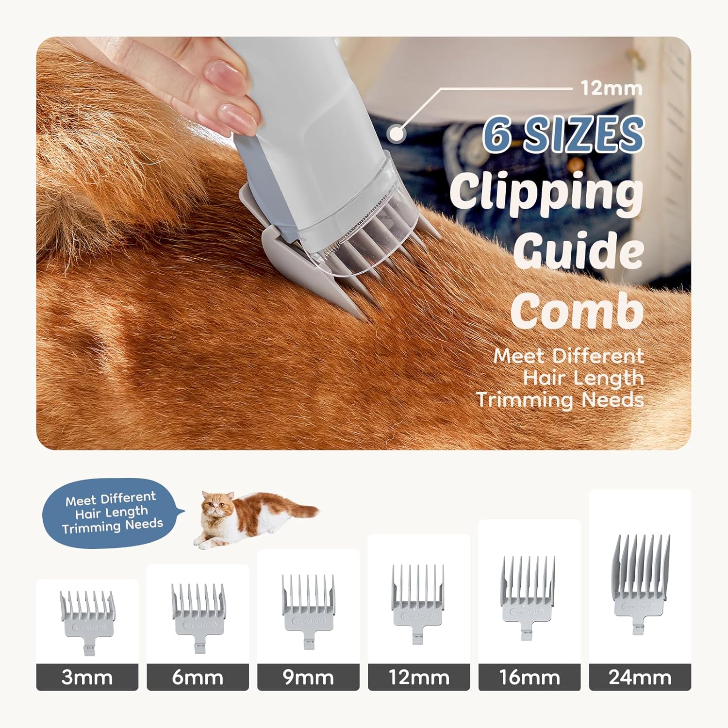 2.5L Pet Grooming Vacuum Kit, 3 Adjustable Suction Modes, 5 Professional Grooming Tools with Cordless Low Noise Dog & Cat Hair Clippers, Classic Gray