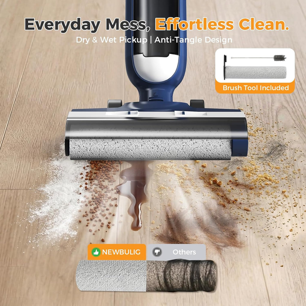 Wet Dry Vacuum Cleaner, Cordless All-in-One Vac Mops, Vacuum Mop with Self-Cleaning System, Dual Water Tank Design, Tangle-Free Brush, Dual-Edge Cleaning, 35-Min Runtime