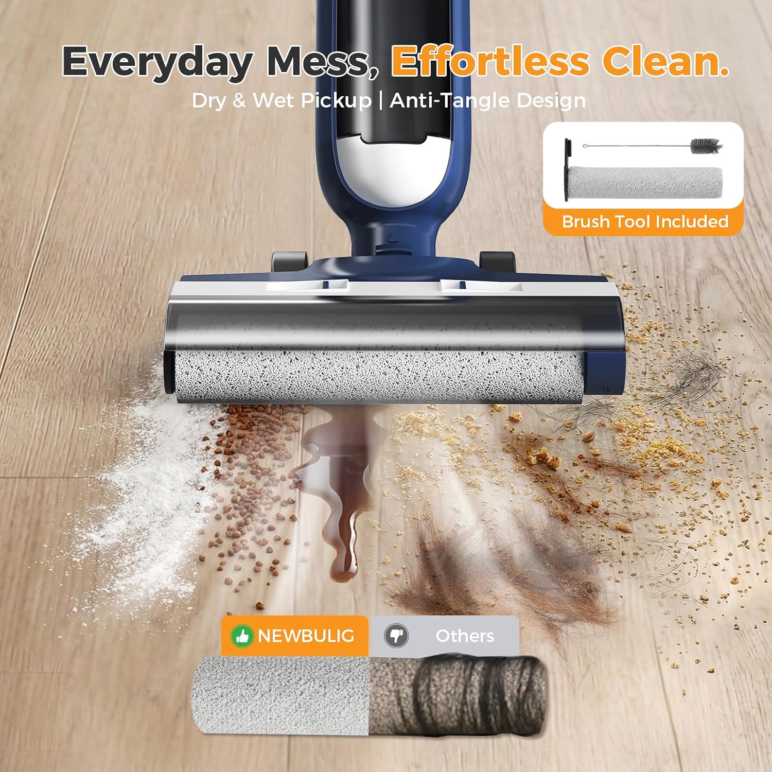 Wet Dry Vacuum Cleaner, Cordless All-in-One Vac Mops, Vacuum Mop with Self-Cleaning System, Dual Water Tank Design, Tangle-Free Brush, Dual-Edge Cleaning, 35-Min Runtime