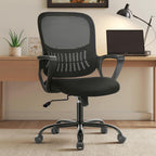 Home Office Managerial Executive Chair, Flip Up Armrest Ergonomic Mesh Adjustable Swivel Mid-Back Computer Desk Chair with Comfortable Lumbar Support, Comfy Arms for Bedroom,Study