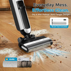 Wet Dry Vacuum Cleaner, Cordless All-in-One Vac Mops, Vacuum Mop with Self-Cleaning System, Dual Water Tank Design, Tangle-Free Brush, Dual-Edge Cleaning, 35-Min Runtime