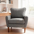 Comfy Accent Chair for Living Room Bedroom and Waiting Room, Upholstered Mid-Century Reading Chair with Pillow and Solid Wood Legs, Wide Singe Modern Lounge Sofa (Gray, 2 Pack)