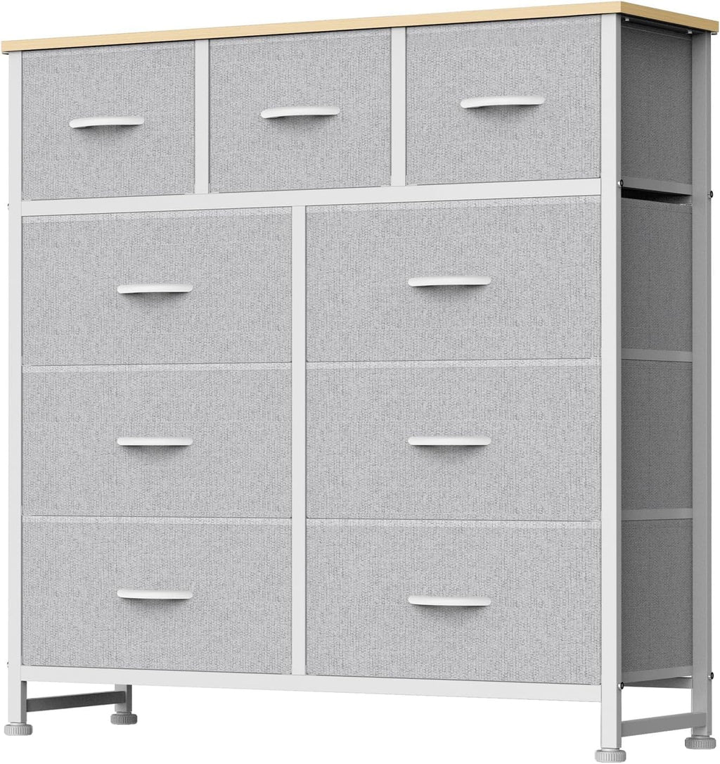 8 Drawer Dresser for Bedroom, Fabric Storage Organizer with Sturdy Metal Frame, Wooden Top Chest of Drawers for Closet Entryway Guest Room,Matte Black