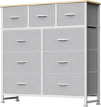 8 Drawer Dresser for Bedroom, Fabric Storage Organizer with Sturdy Metal Frame, Wooden Top Chest of Drawers for Closet Entryway Guest Room,Matte Black