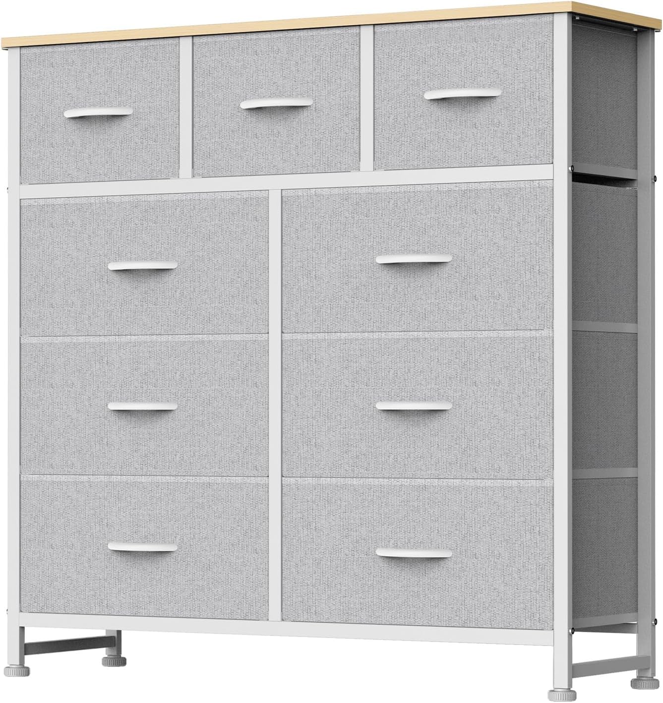 8 Drawer Dresser for Bedroom, Fabric Storage Organizer with Sturdy Metal Frame, Wooden Top Chest of Drawers for Closet Entryway Guest Room,Matte Black