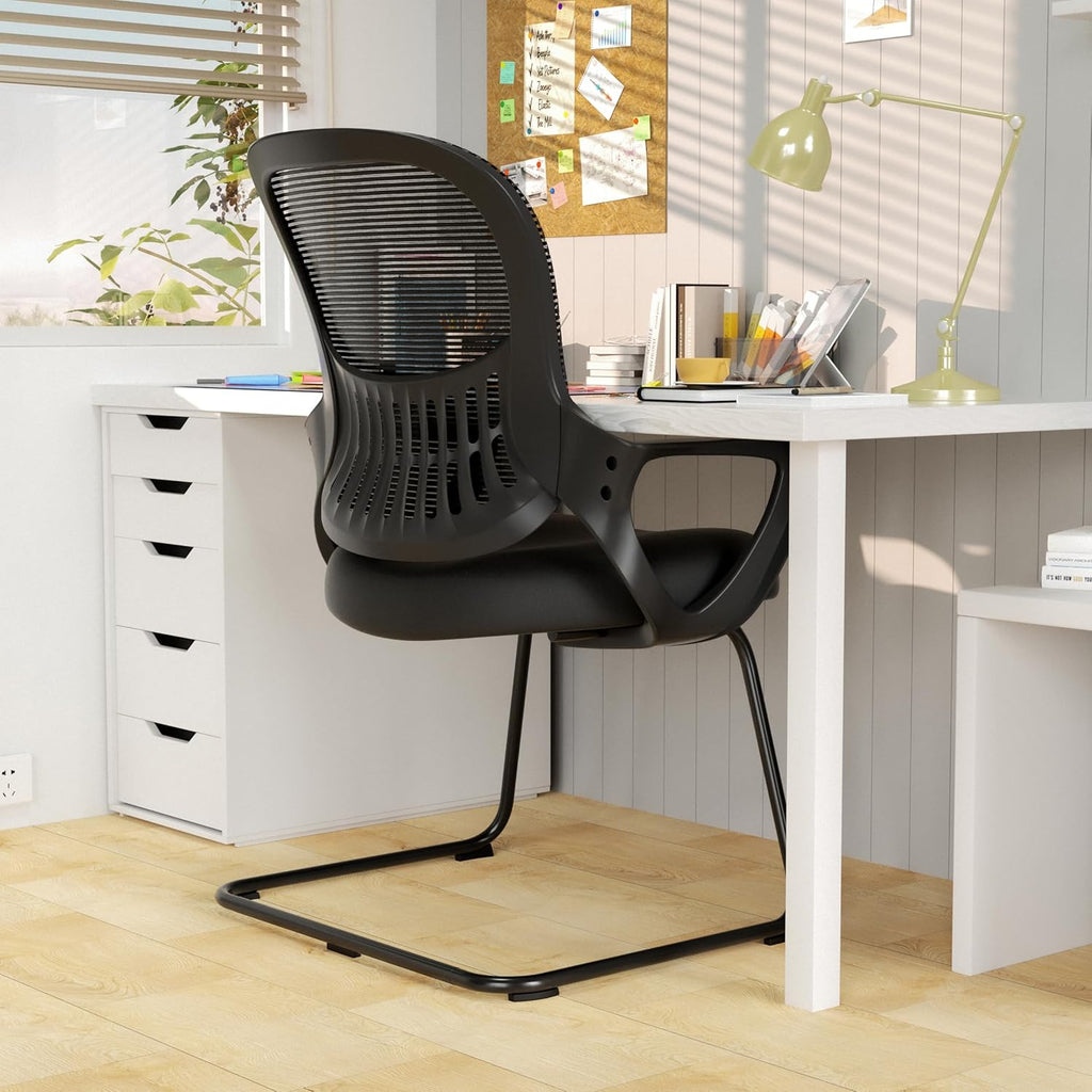 Office Desk Chair with Sled Base, Ergonomic Executive Mesh Computer Chairs with Lumbar Support for Home Conference Room Bedroom Waiting Reception Guest Student