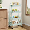 4-Tier Metal Rolling Cart with Lockable Wheels - Mobile Storage Organizer, Utility Shelving Unit for Kitchen, Office, Bathroom, Laundry, Narrow Places, Green