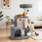 33-inch Cat Tree Tower for Indoor Cats, Small Cat Scratching Post with Curved Bed, Cat Tree with Cat Condo for Adult, Grey