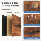 5 Drawer Fabric Dresser with Side Cabinet & Open Shelf, Storage Organizer Tower with Raised Top, Chest of Drawers for Bedroom, Closet, Hallway, Entryway & Living Room, Rustic Brown