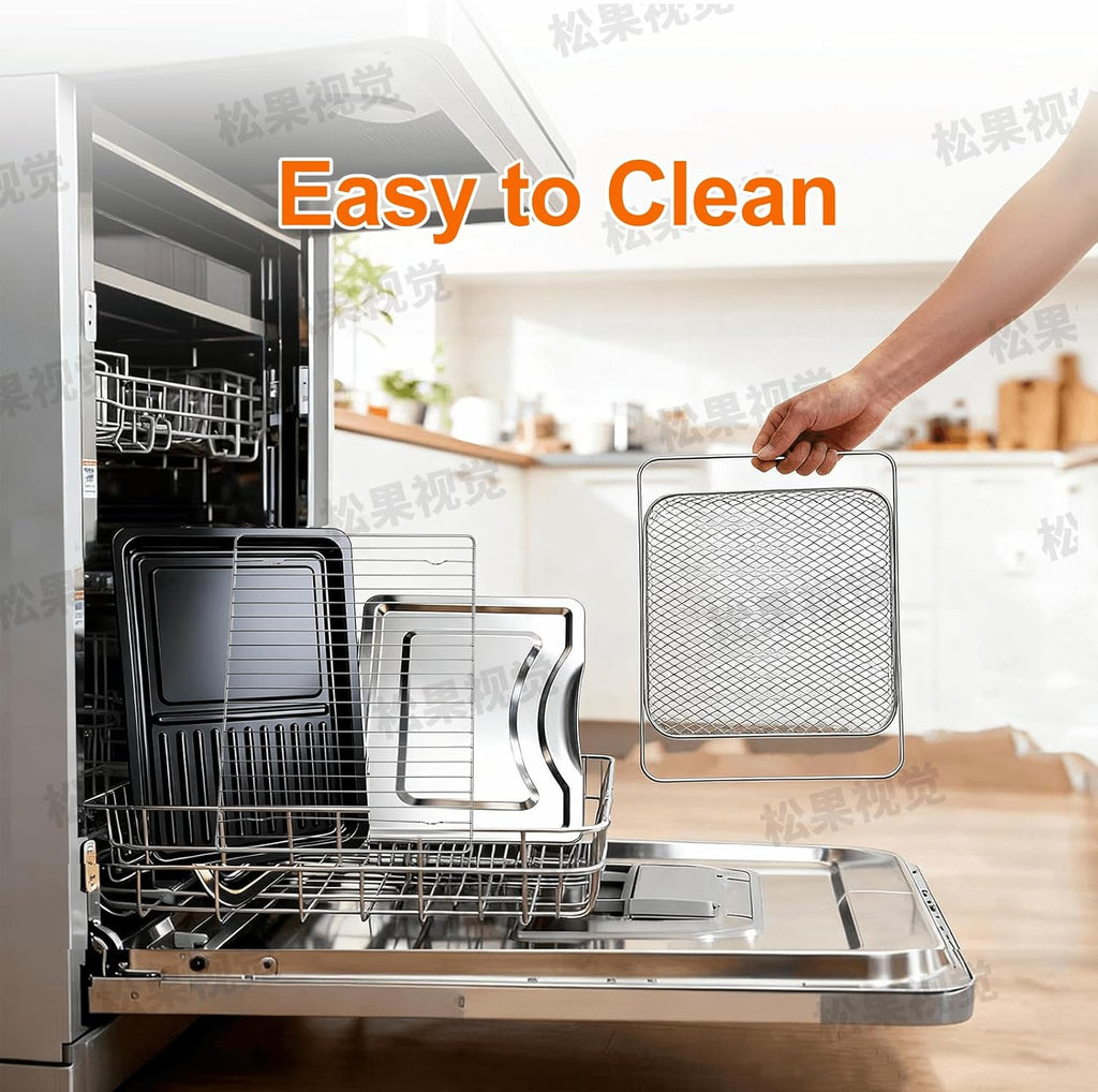 Air Fryer Toaster Oven Combo Extra Large with Smart Probe, 29.6QT Oven Countertop 12 Functions in 1, 7 Accessories Included, Stainless, Up to 450??F